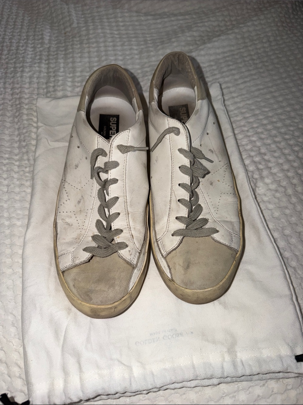 Golden Goose Men's White and Gray Superstar Low-Top Sneakers